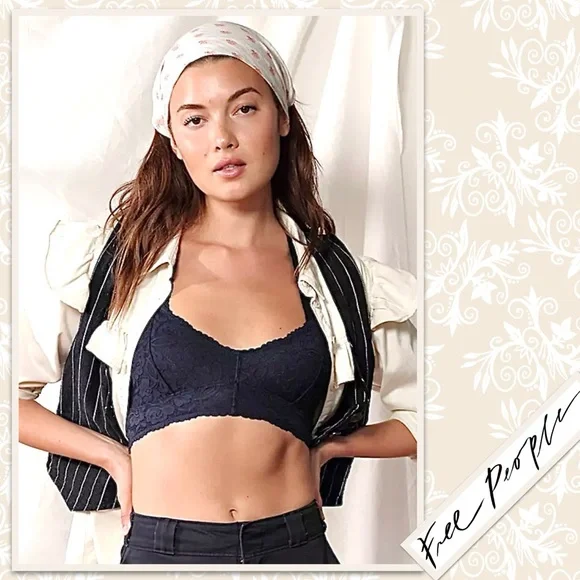 Free People Galloon Lace Raceback Bralette in Black - Picture 4 of 13